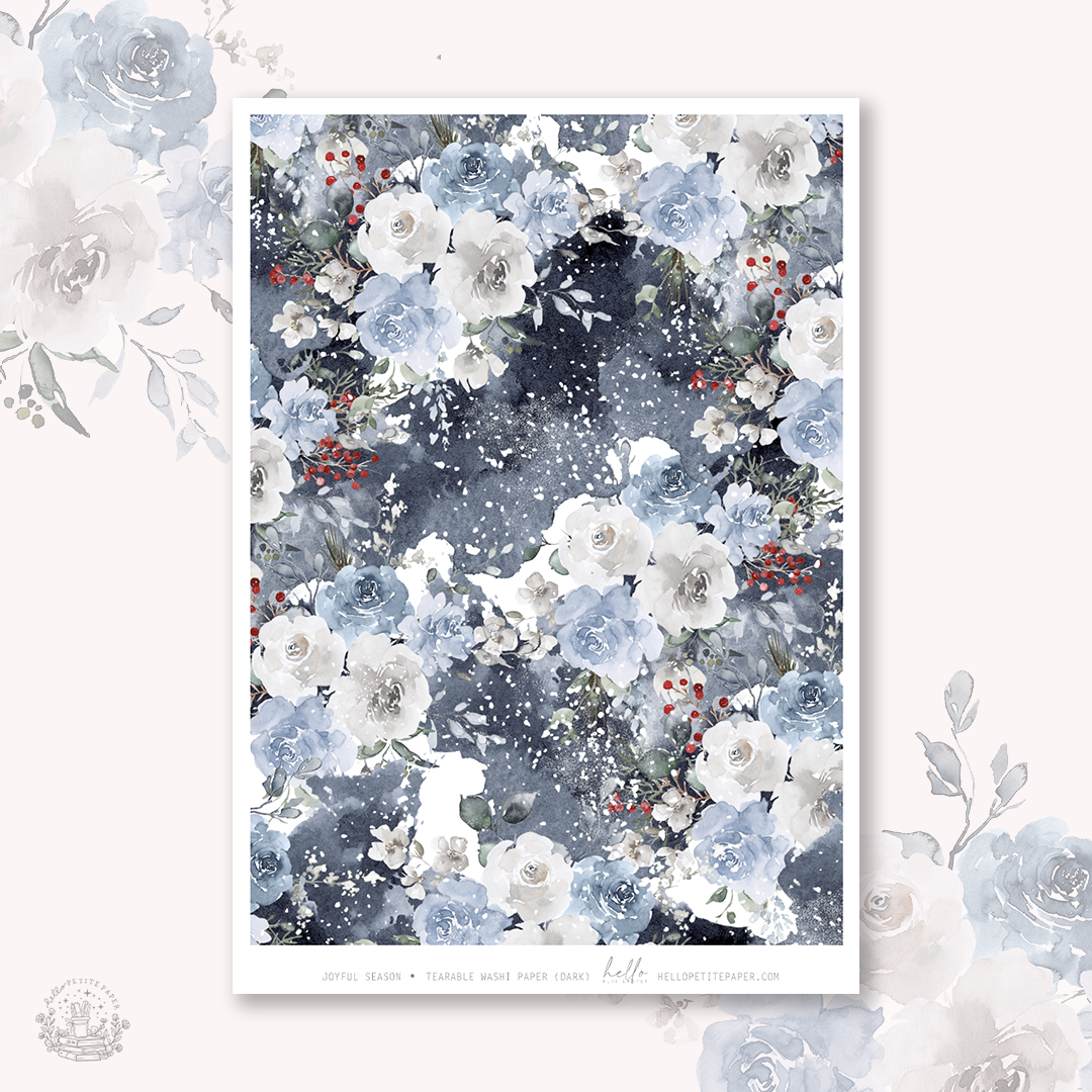 Joyful Season | tearable washi sticker sheet (Dark)