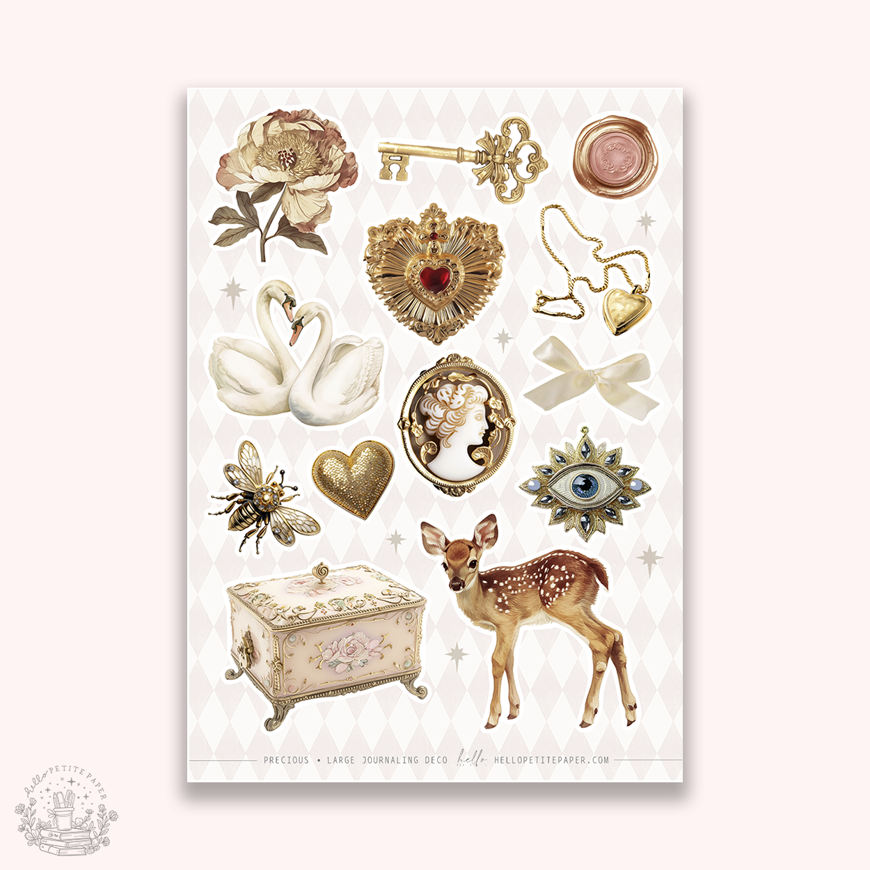 Junk Journaling deco stickers - Precious (F26-A001)