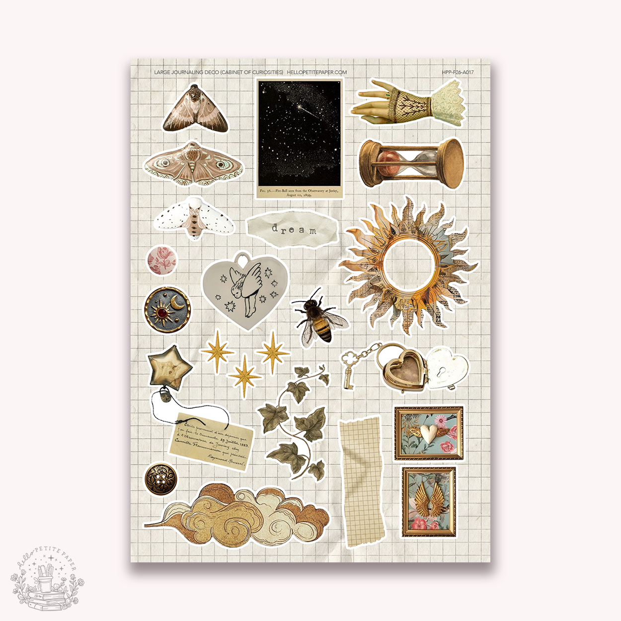 Junk Journaling deco stickers - Cabinet of curiosities (A017)