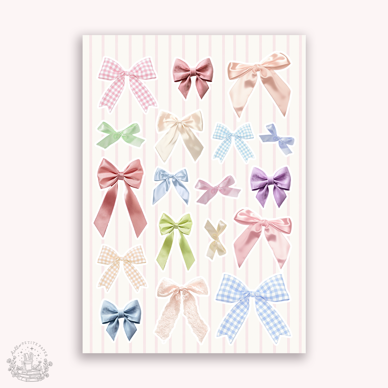 Junk Journaling deco stickers - Colorful bows (A033)