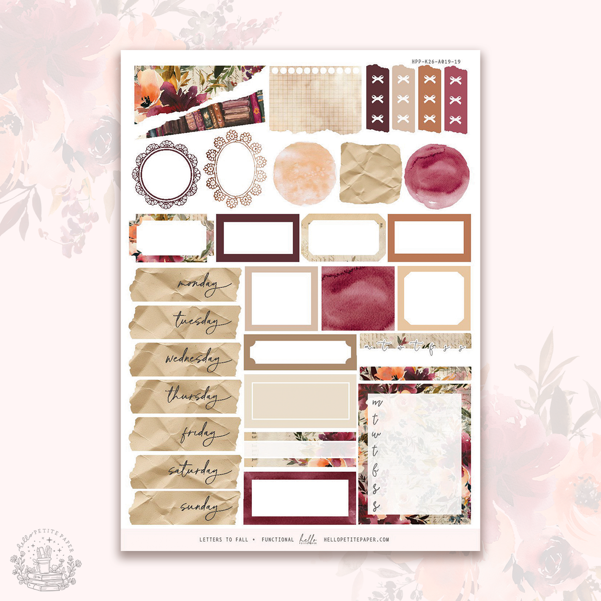 Letters to Fall - functional stickers.
