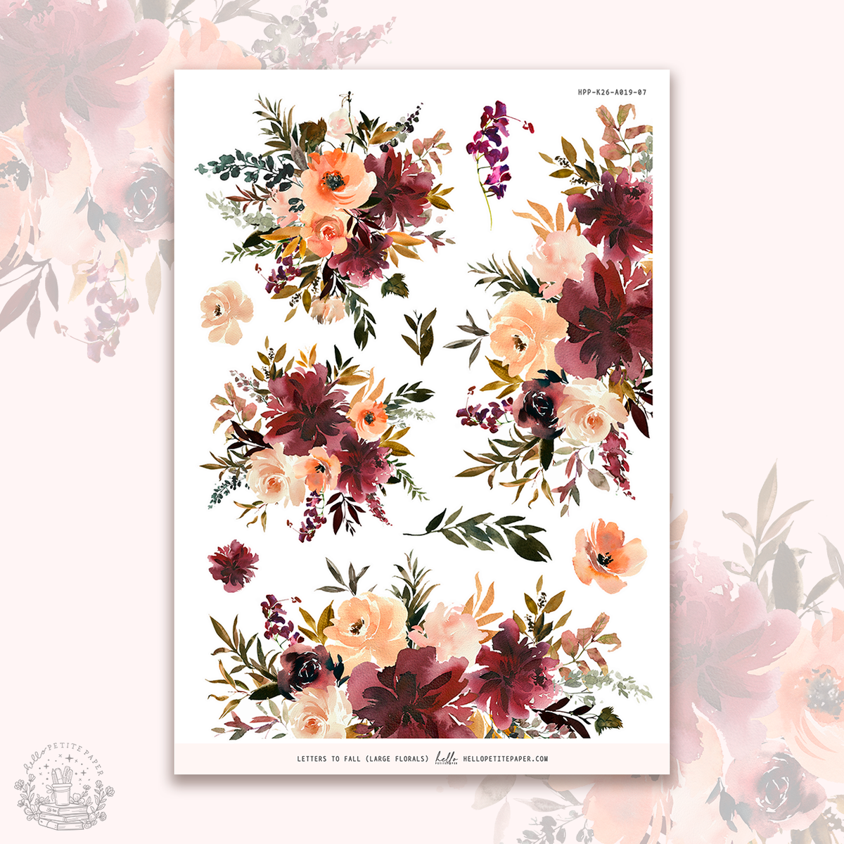 Letters to Fall - Large Floral Deco Stickers.