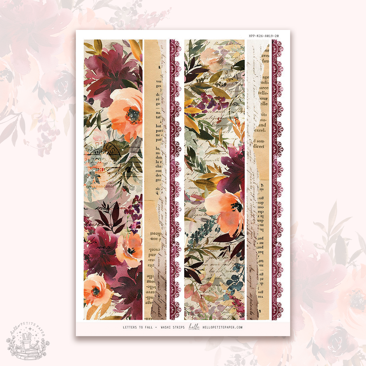 Letters to Fall - Washi strip stickers.