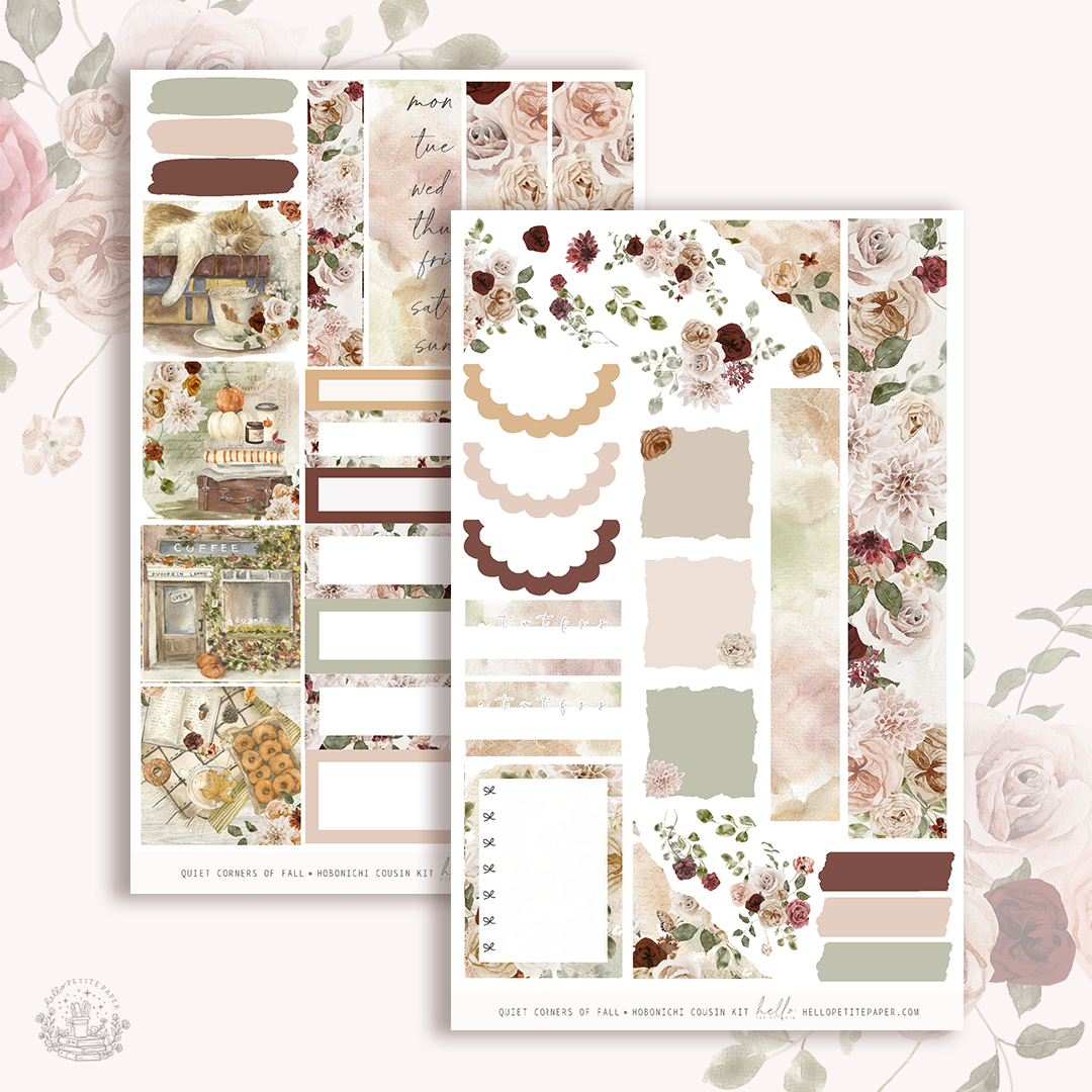 Quiet corners of Fall - Hobonichi Cousin Sticker Kit