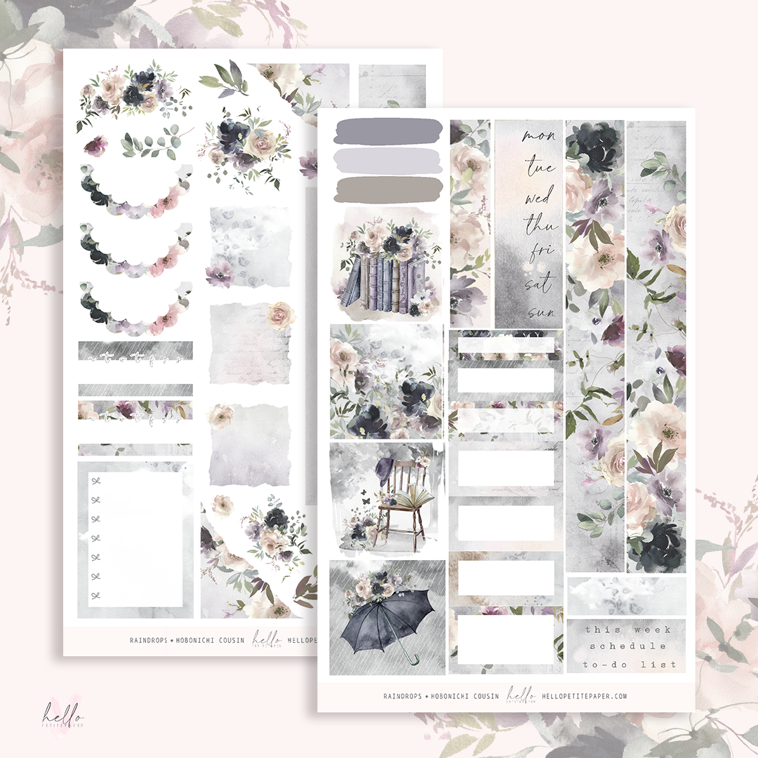 Raindrops - Hobonichi Cousin Sticker Kit