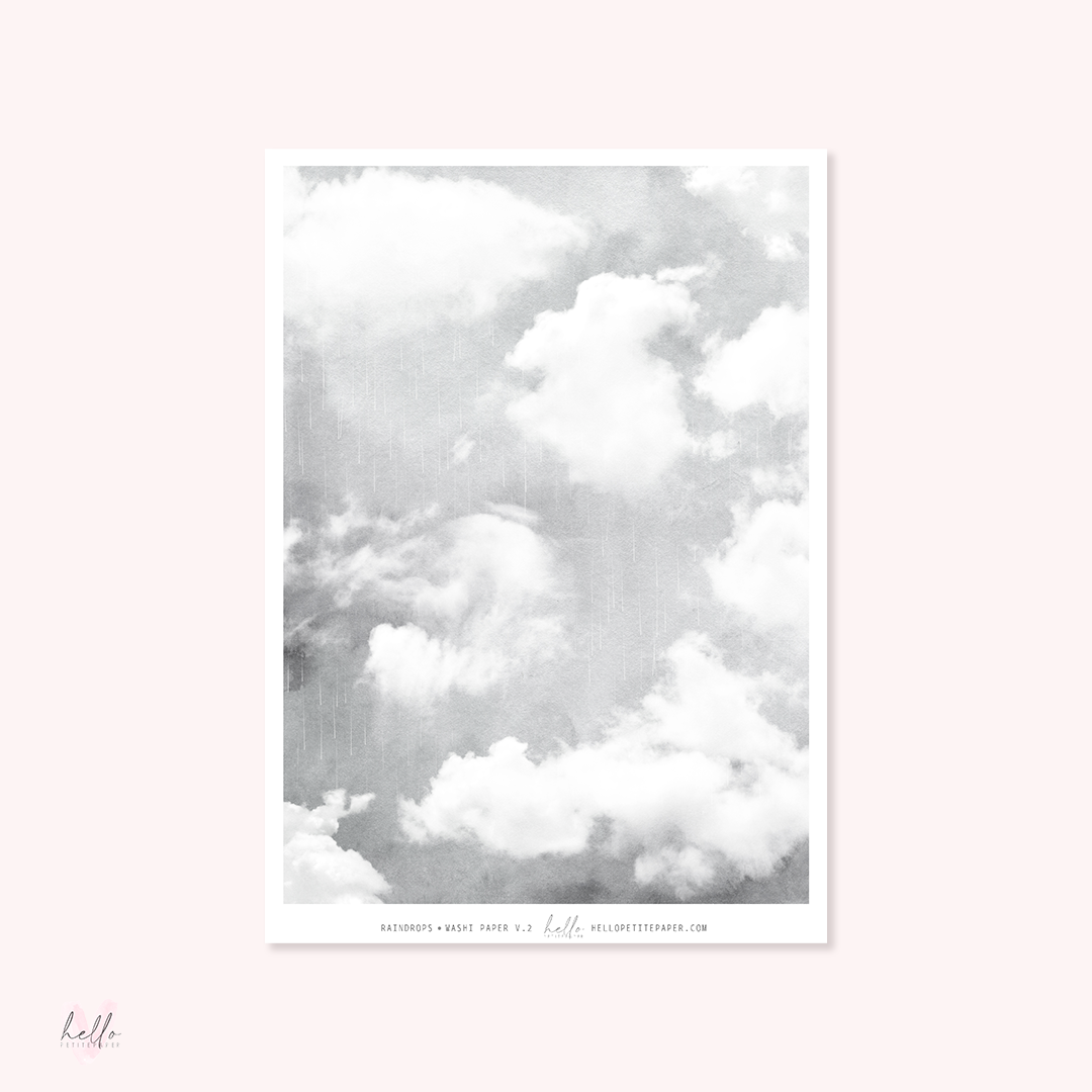 Washi paper - Raindrops (v2) | tearable washi sheet