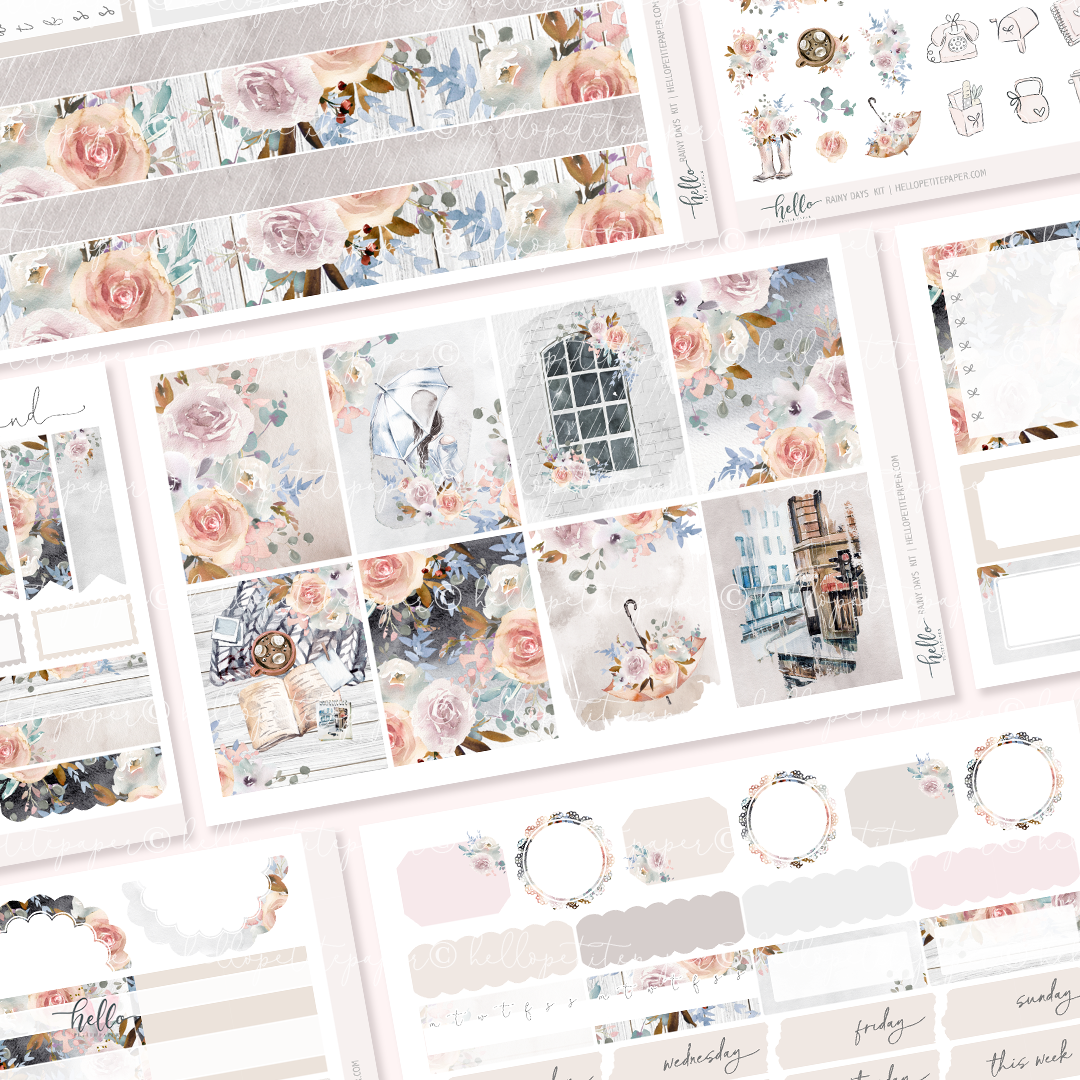 Printable stickers - Rainy days sticker kit