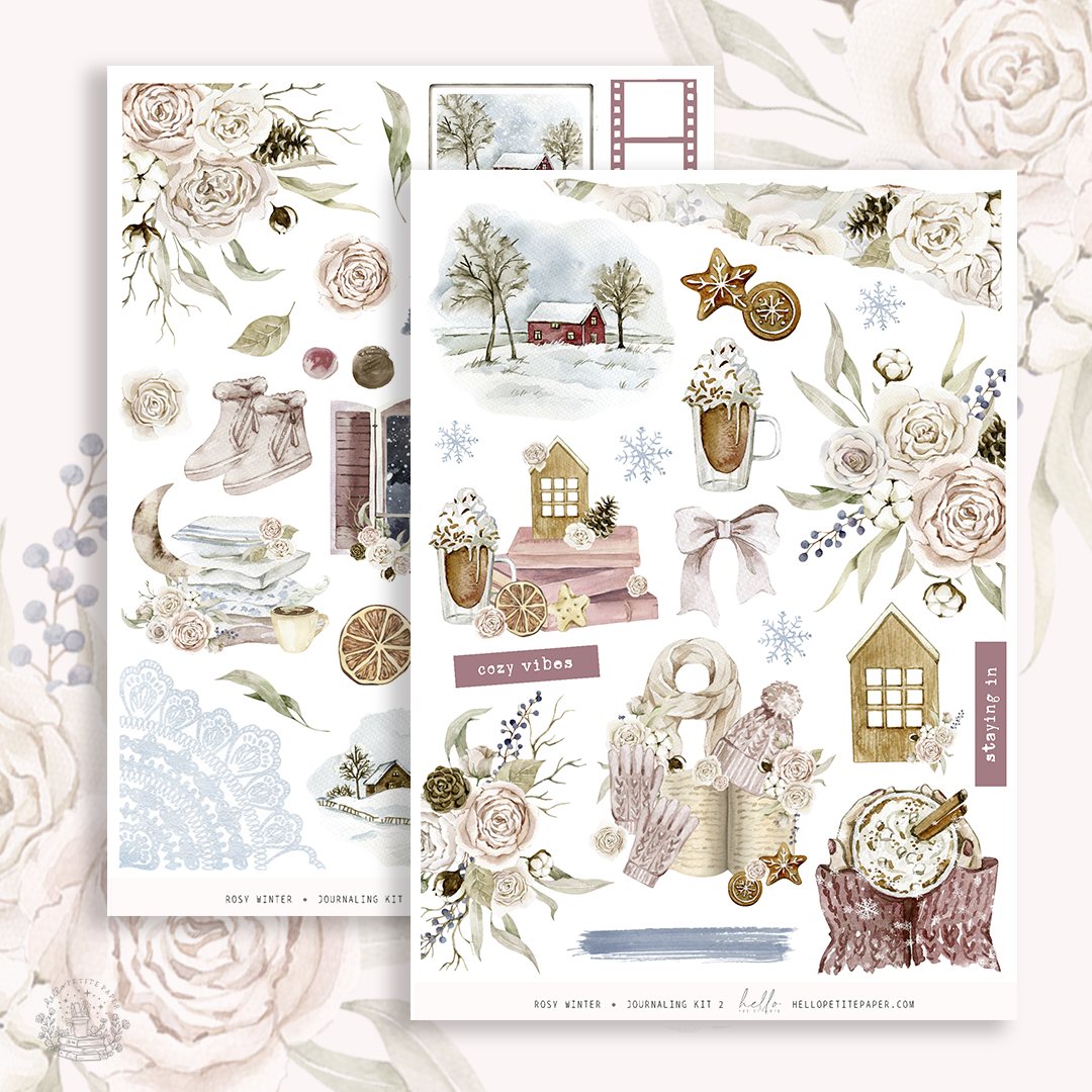 Rosy Winter - Journaling Sticker Kit