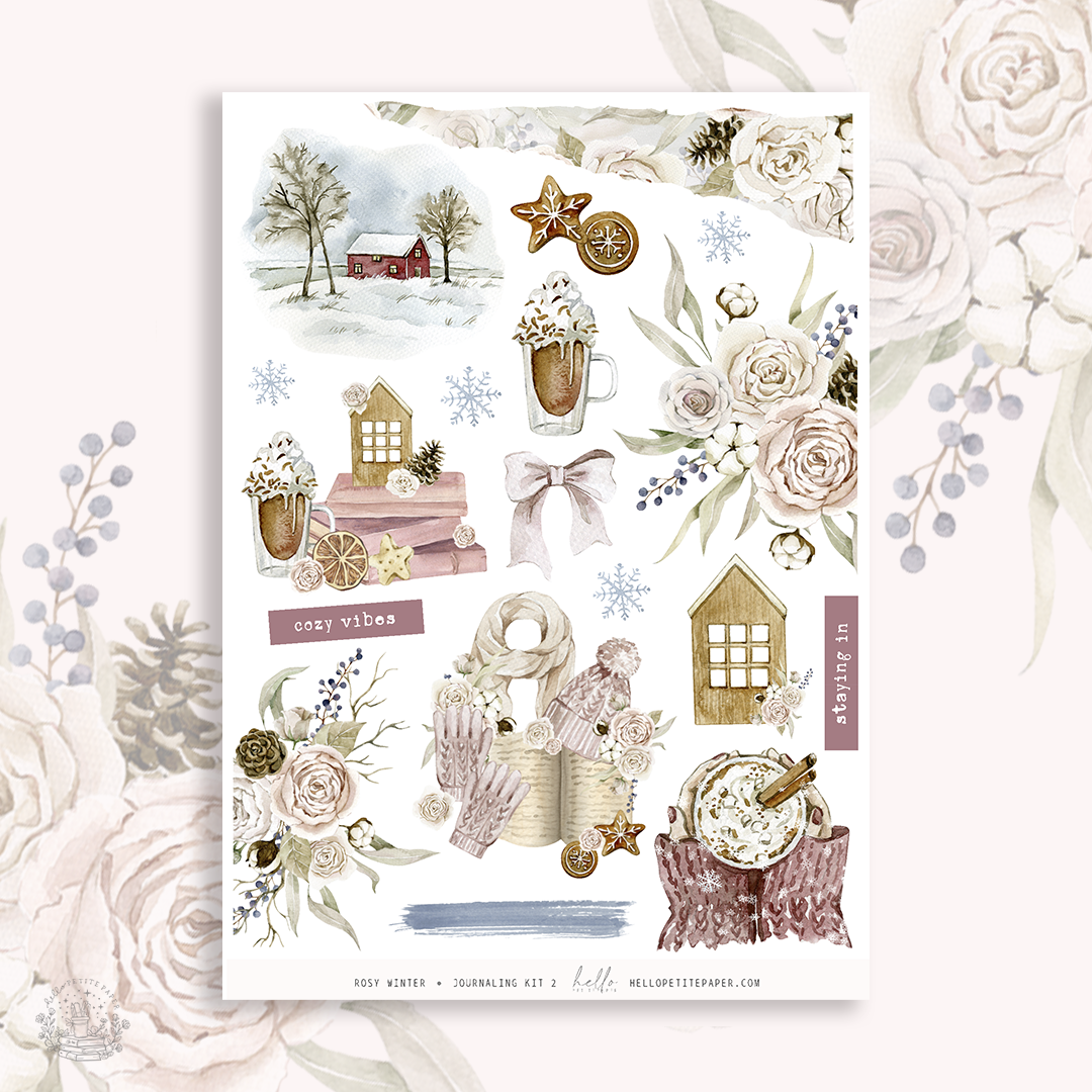 Rosy Winter - Journaling Sticker Kit