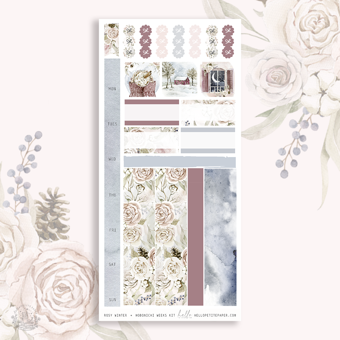 Rosy Winter - Hobo weeks sticker kit
