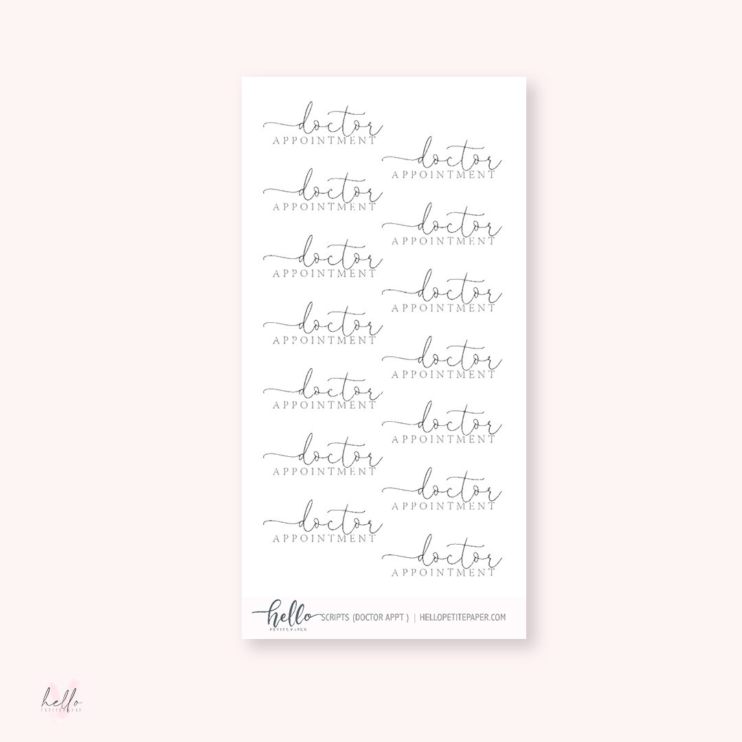 Mini scripts | Doctor Appt - planner stickers