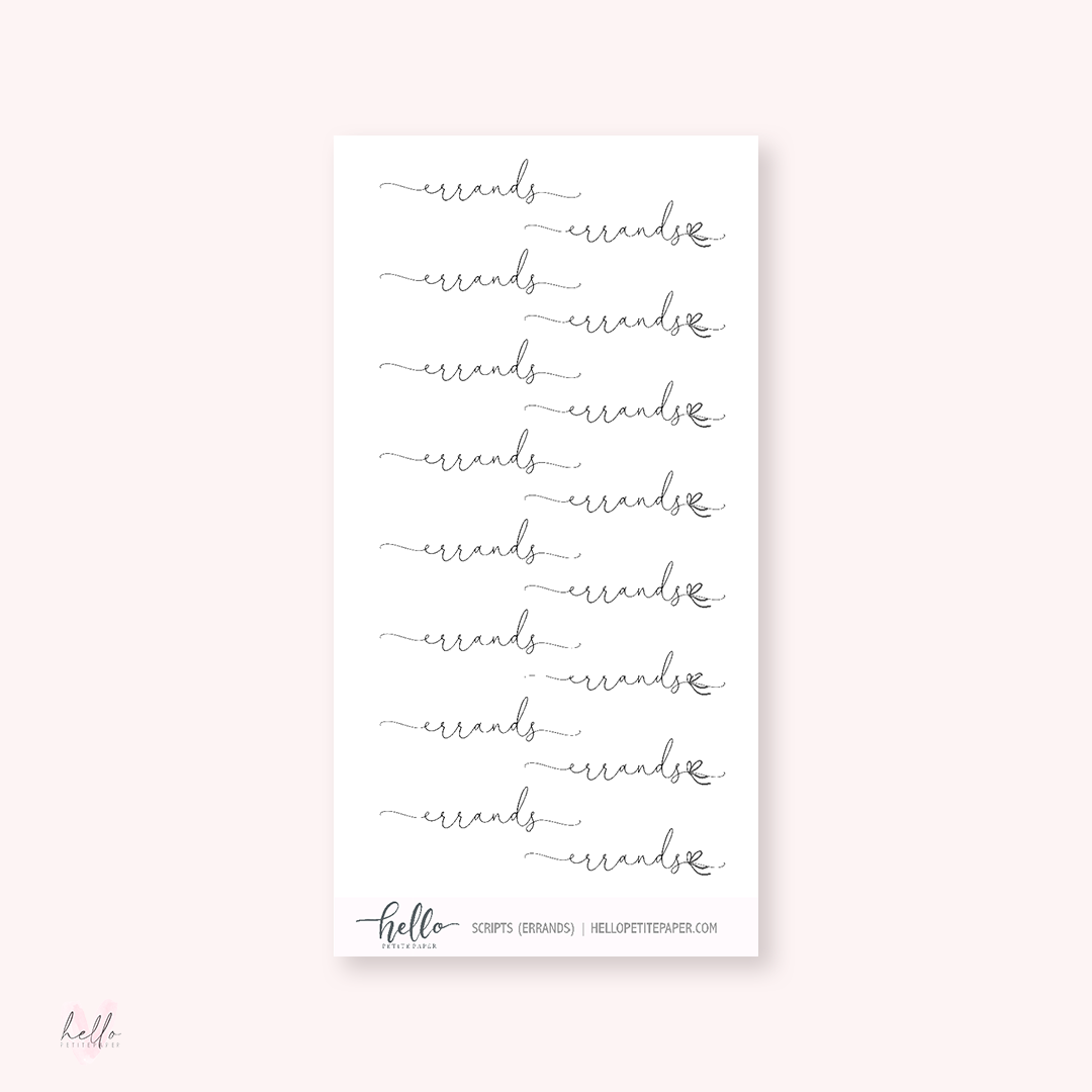 Mini scripts | Errands - planner stickers
