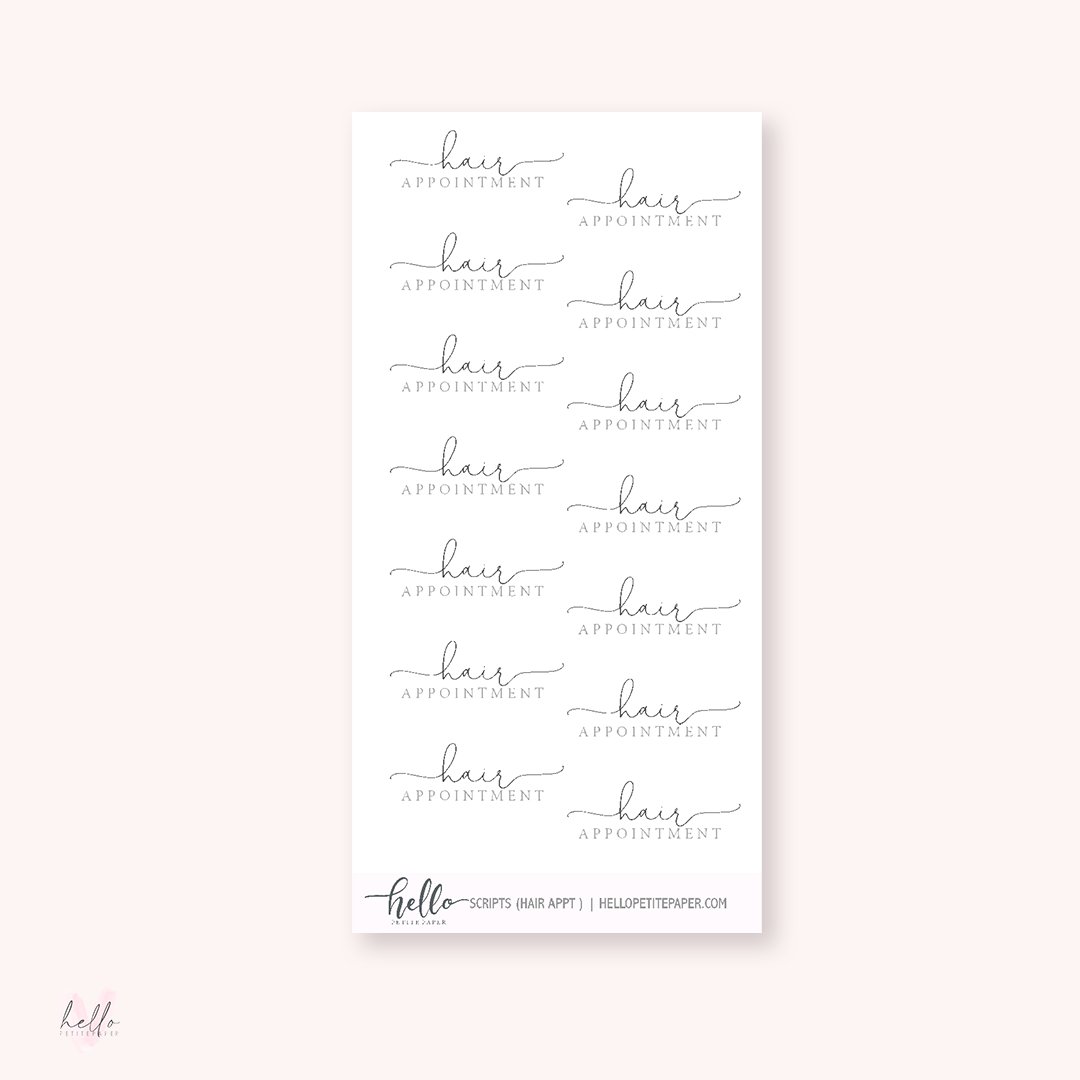 Mini scripts | Hair Appt - planner stickers