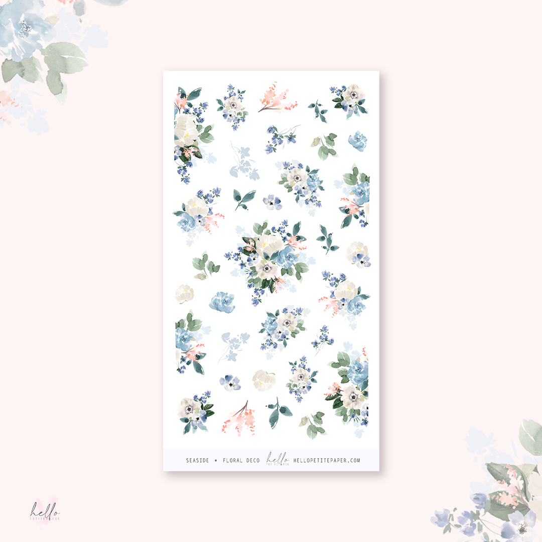 Seaside - floral deco, planner stickers