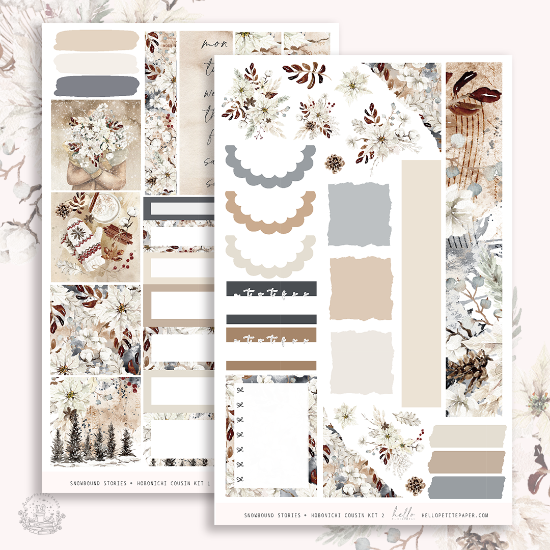 Snowbound stories - Hobonichi Cousin Sticker Kit