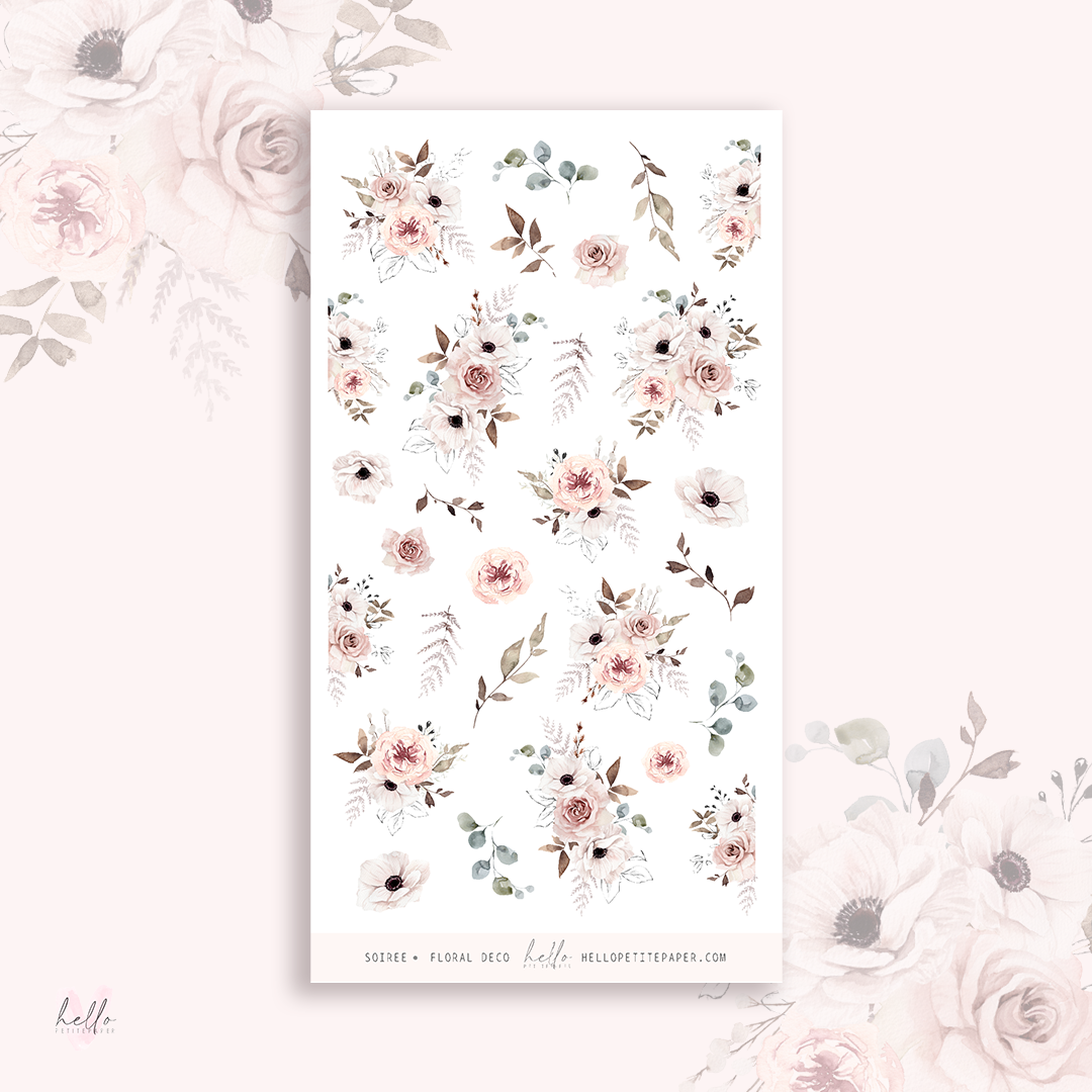 Soirée - floral deco, planner stickers