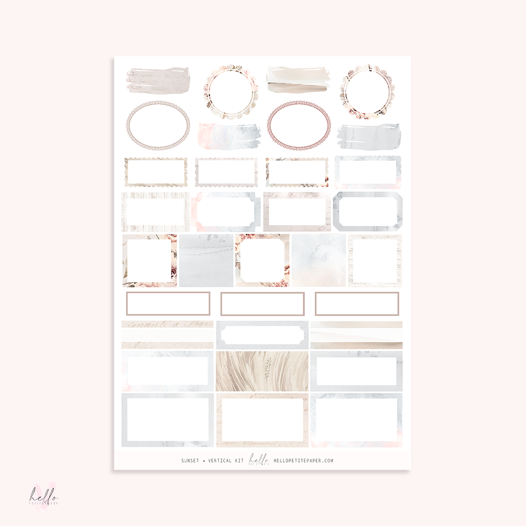 Sunset - ROSE GOLD FOILED KIT - premium matte paper sticker kit