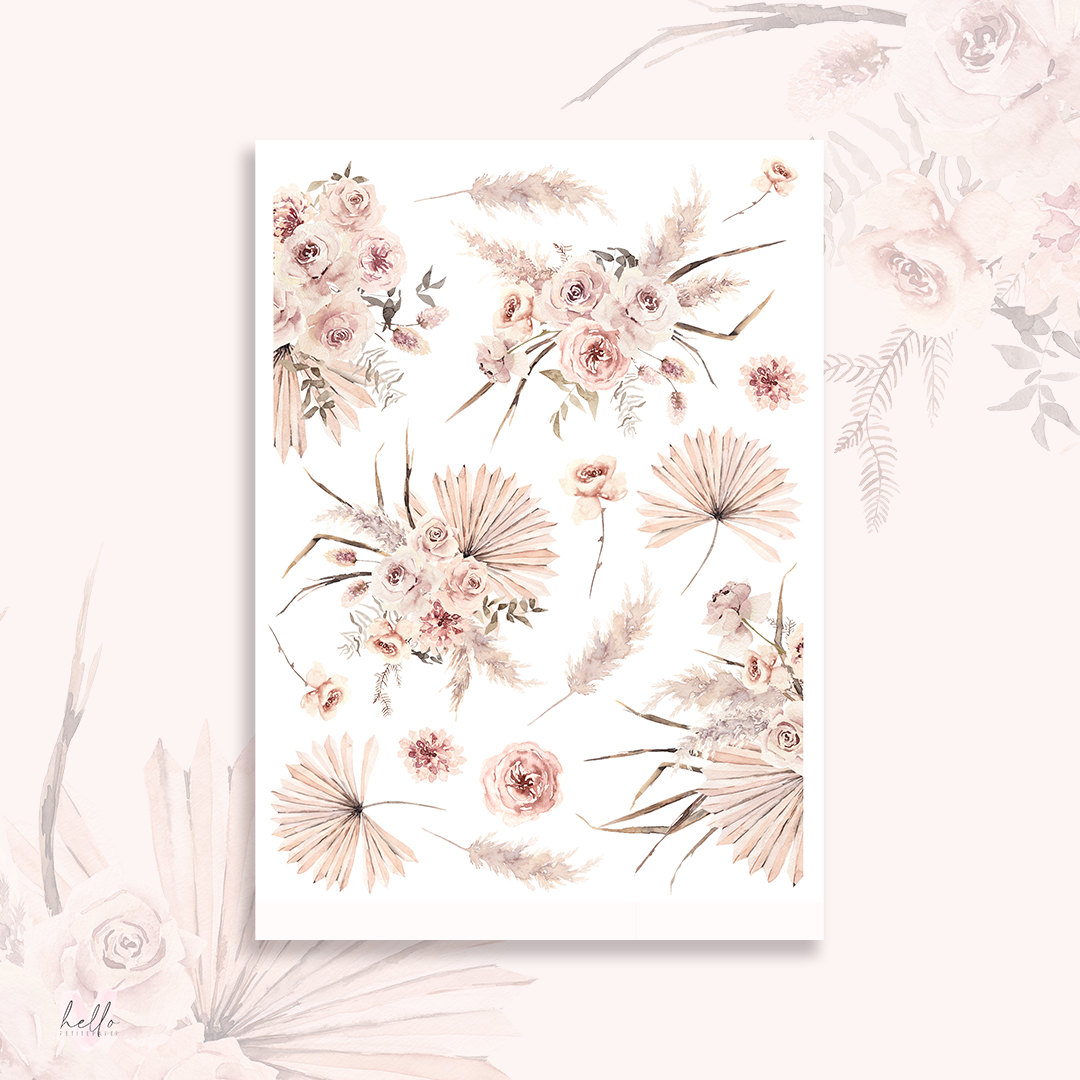 Sunset - Large Floral Deco Stickers
