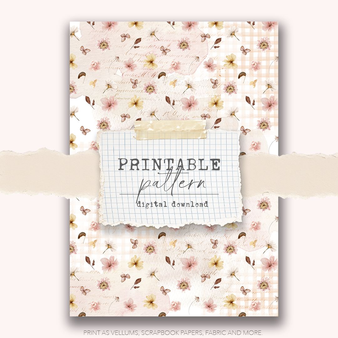 Digital Download - Printable Paper/Vellum (Autumn colors pink)