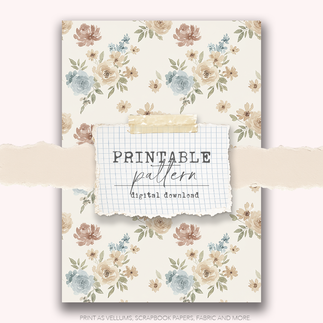 Digital Download - Printable Paper/Vellum (Neutral Florals 4)
