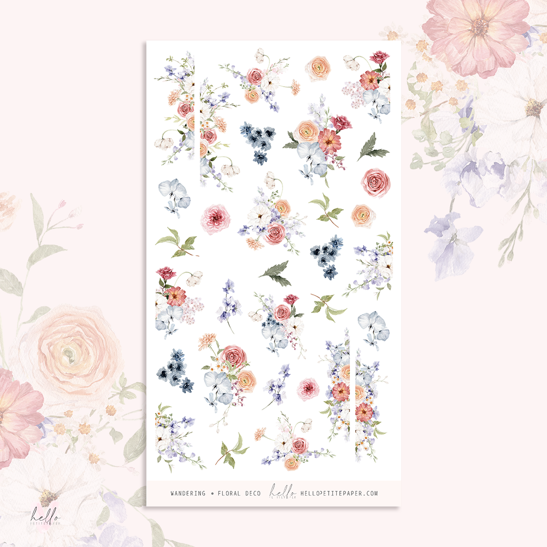 Wandering - floral deco, planner stickers