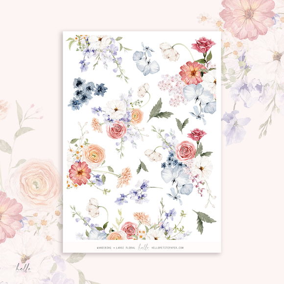 Wandering  - Large Floral Deco Stickers