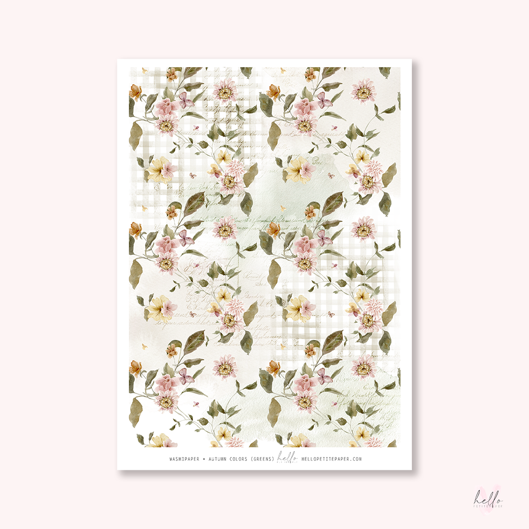 Washi paper - Autumn colors (greens) | tearable washi sheet