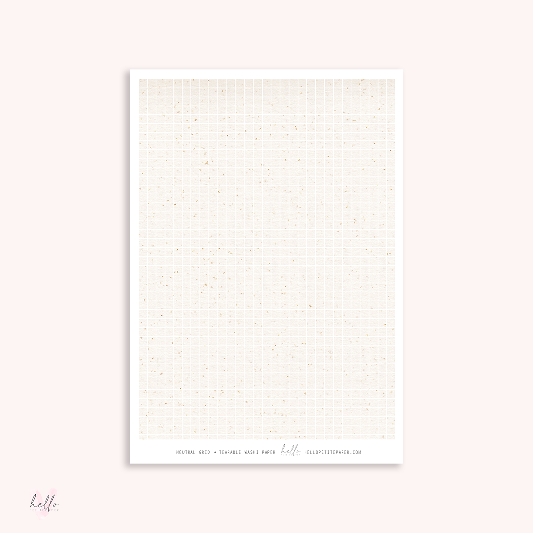 Washi paper - Neutral Grid | tearable washi sheet