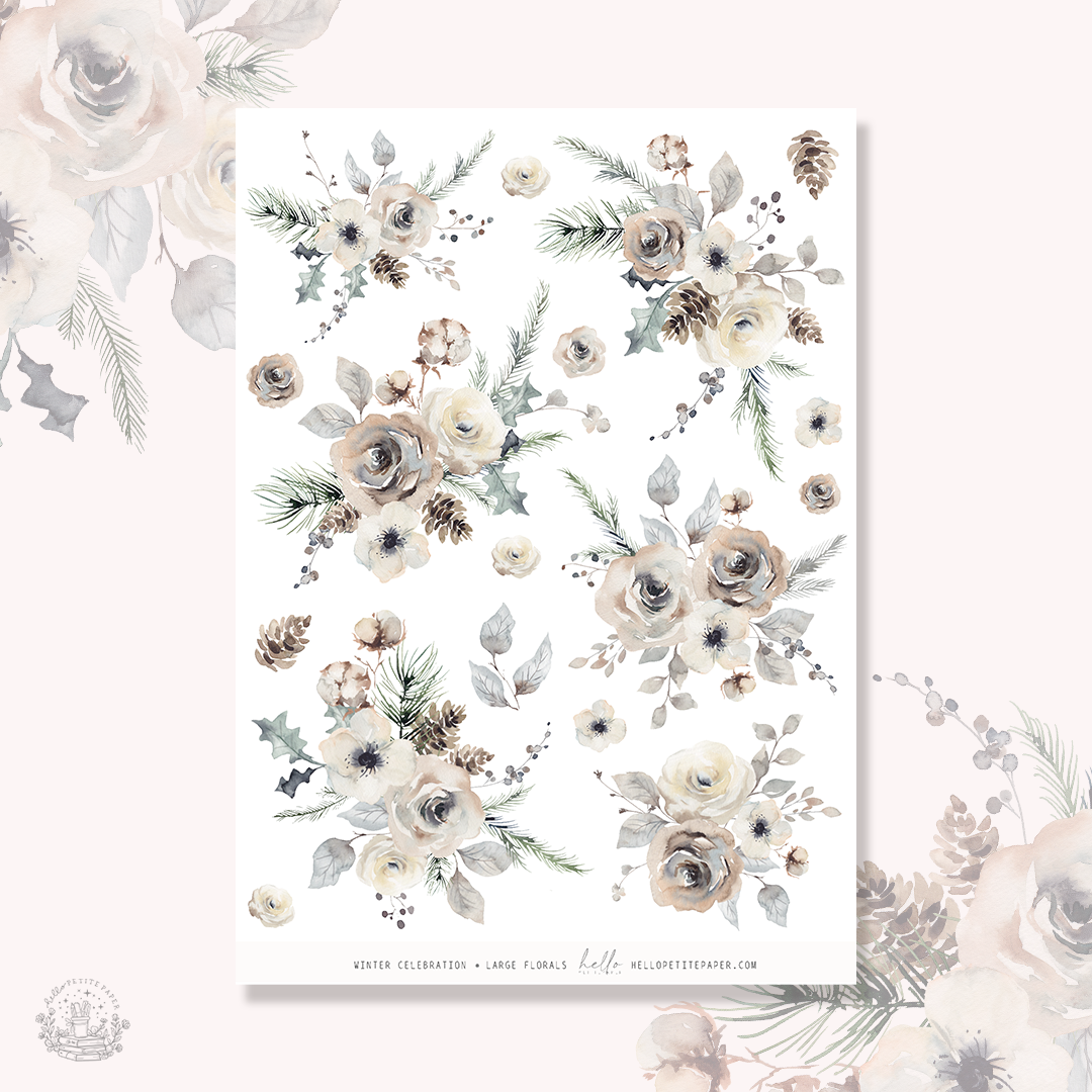 Winter Celebration - Large Floral Deco Stickers