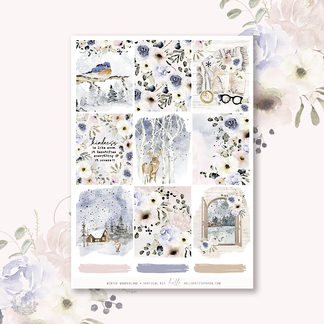 Winter woodland - FOILED KIT - premium matte paper sticker kit