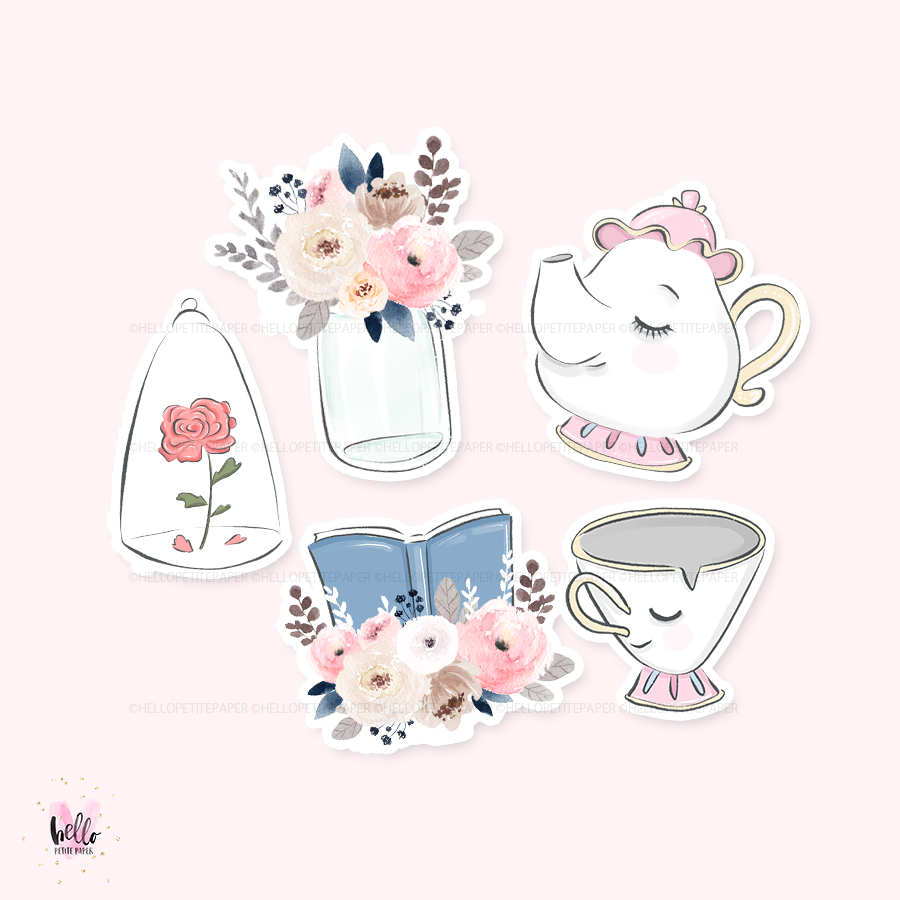 Belle sticker die-cuts (set of 5)