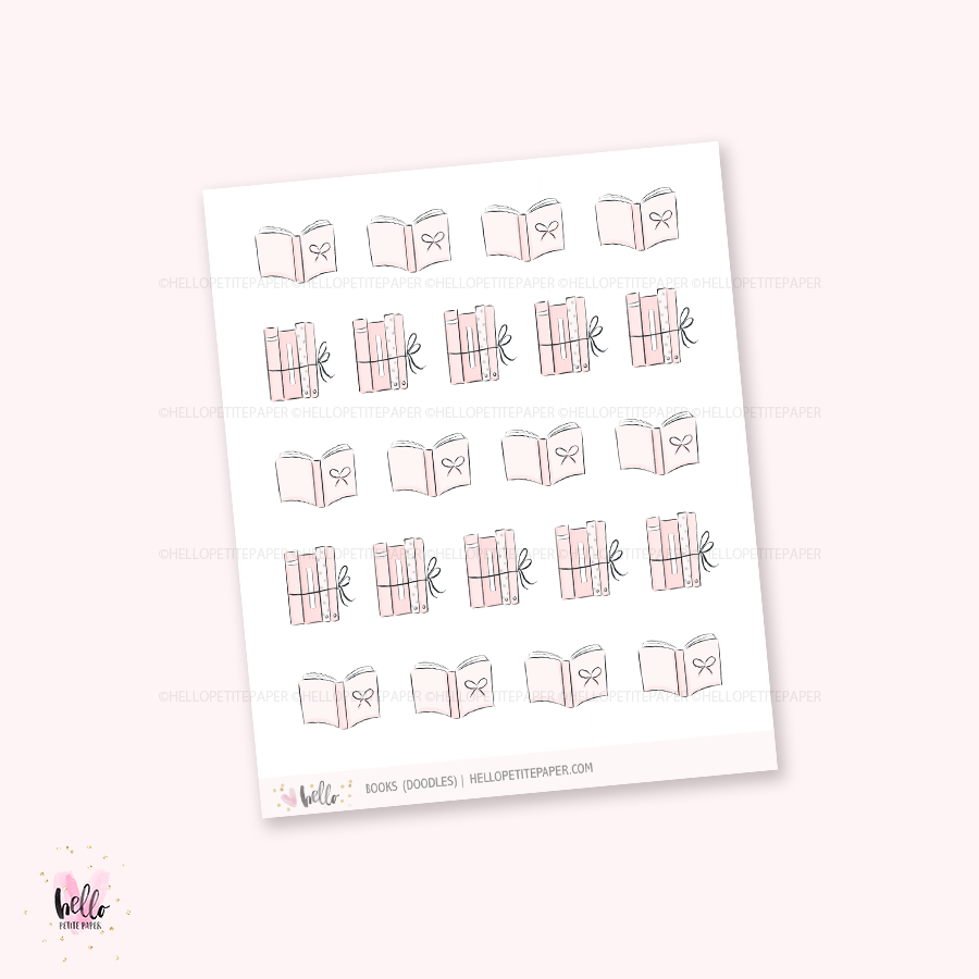 Doodle icons (BOOKS) - hand-drawn planner stickers