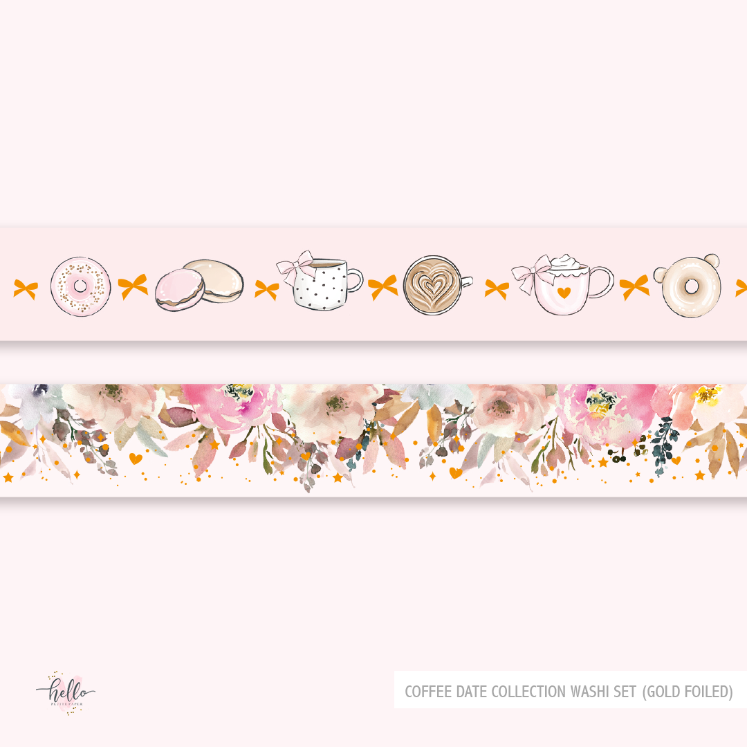 Coffee Date - washi set (2 gold foil washi tapes)