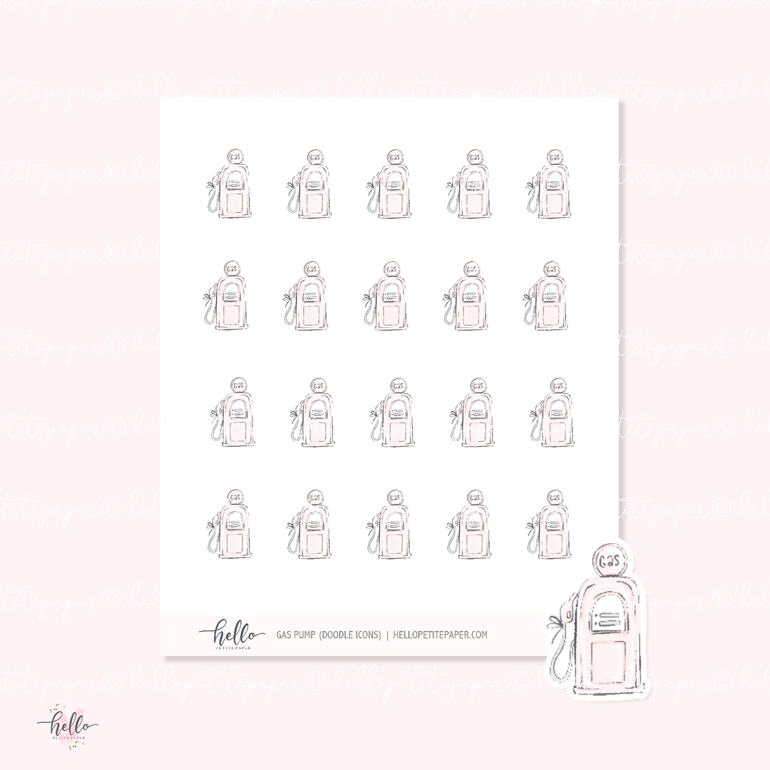 Doodle Icons (GAS PUMP) | hand-drawn planner stickers
