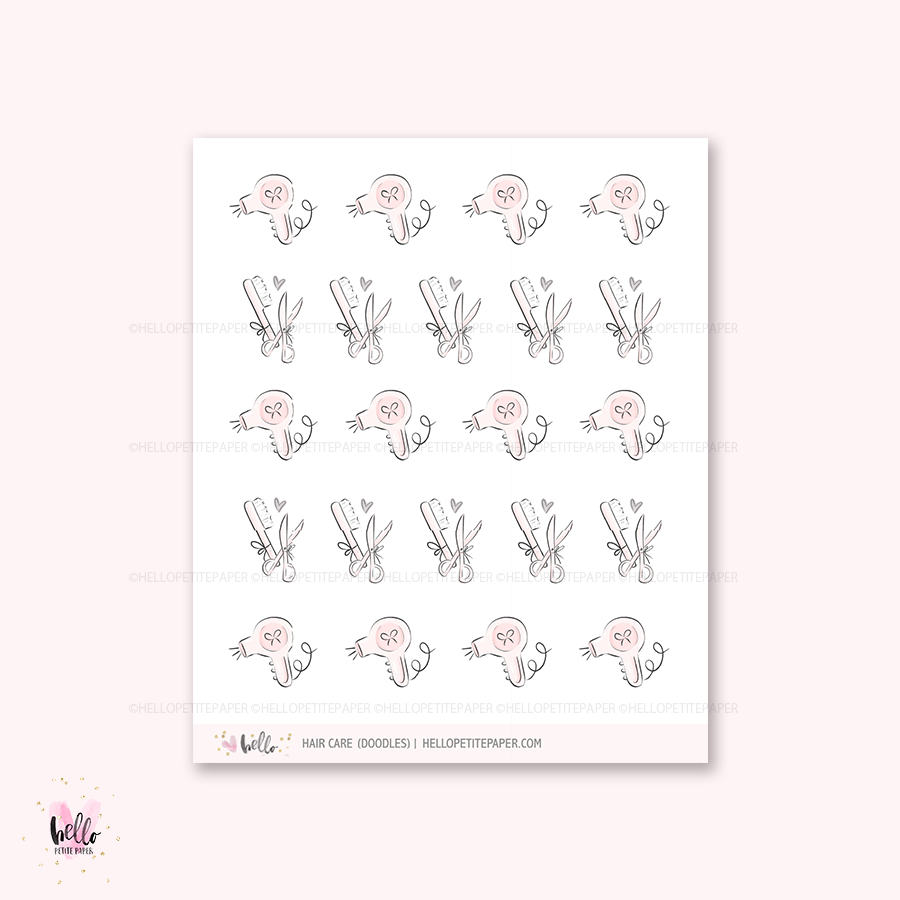 Doodle icons (HAIR CARE) - planner stickers