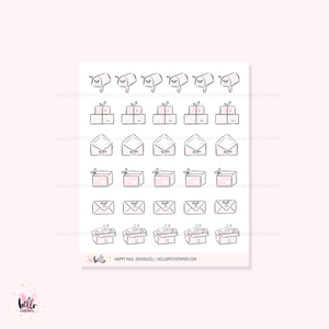 Doodle icons (HAPPY MAIL) - planner stickers