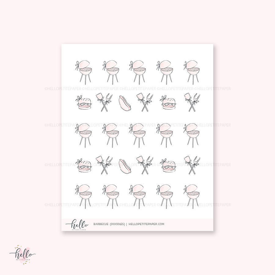 Doodle icons (BARBECUE) - planner stickers