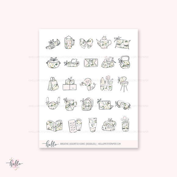 Doodle icons (breathe) - planner stickers
