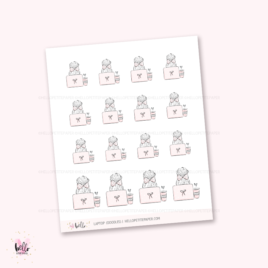 Doodle icons (LAPTOP) - hand-drawn planner stickers