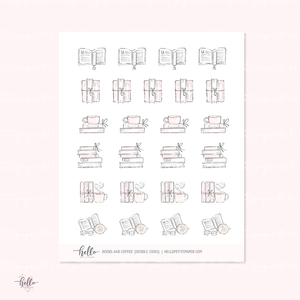Doodle Icons (BOOKS AND COFFEE) | hand-drawn planner stickers