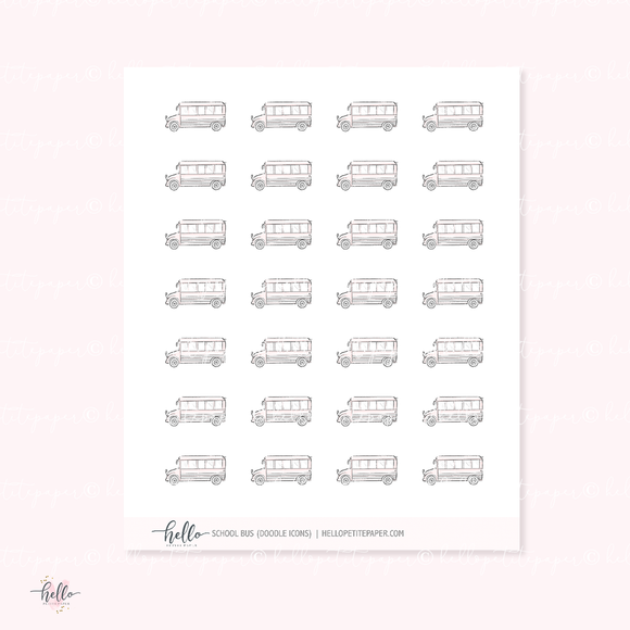 Doodle Icons (SCHOOL BUS) | hand-drawn planner stickers