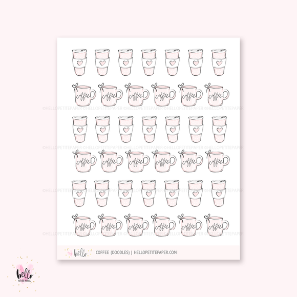 Doodle icons (COFFEE) - planner stickers