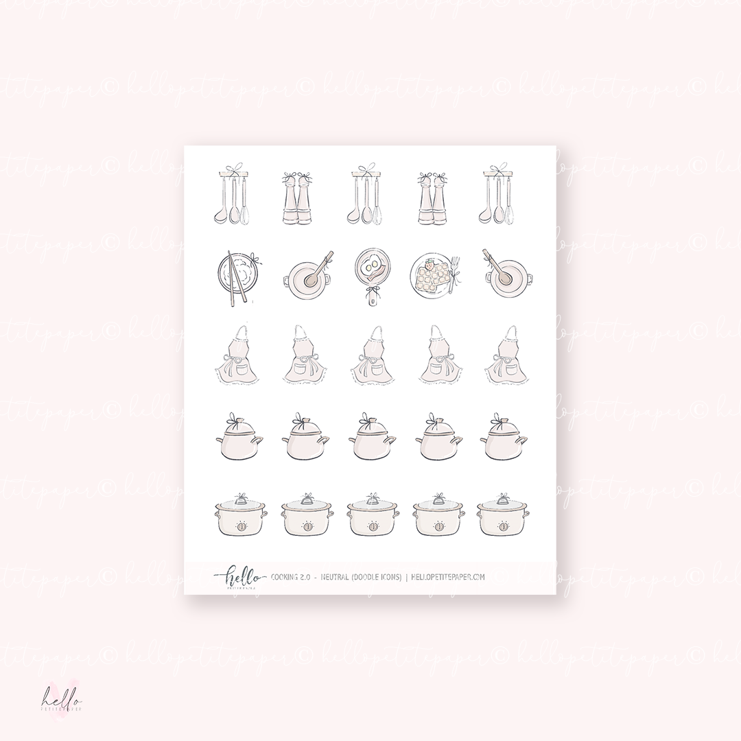 Doodle Icons (COOKING 2.0) | hand-drawn planner stickers