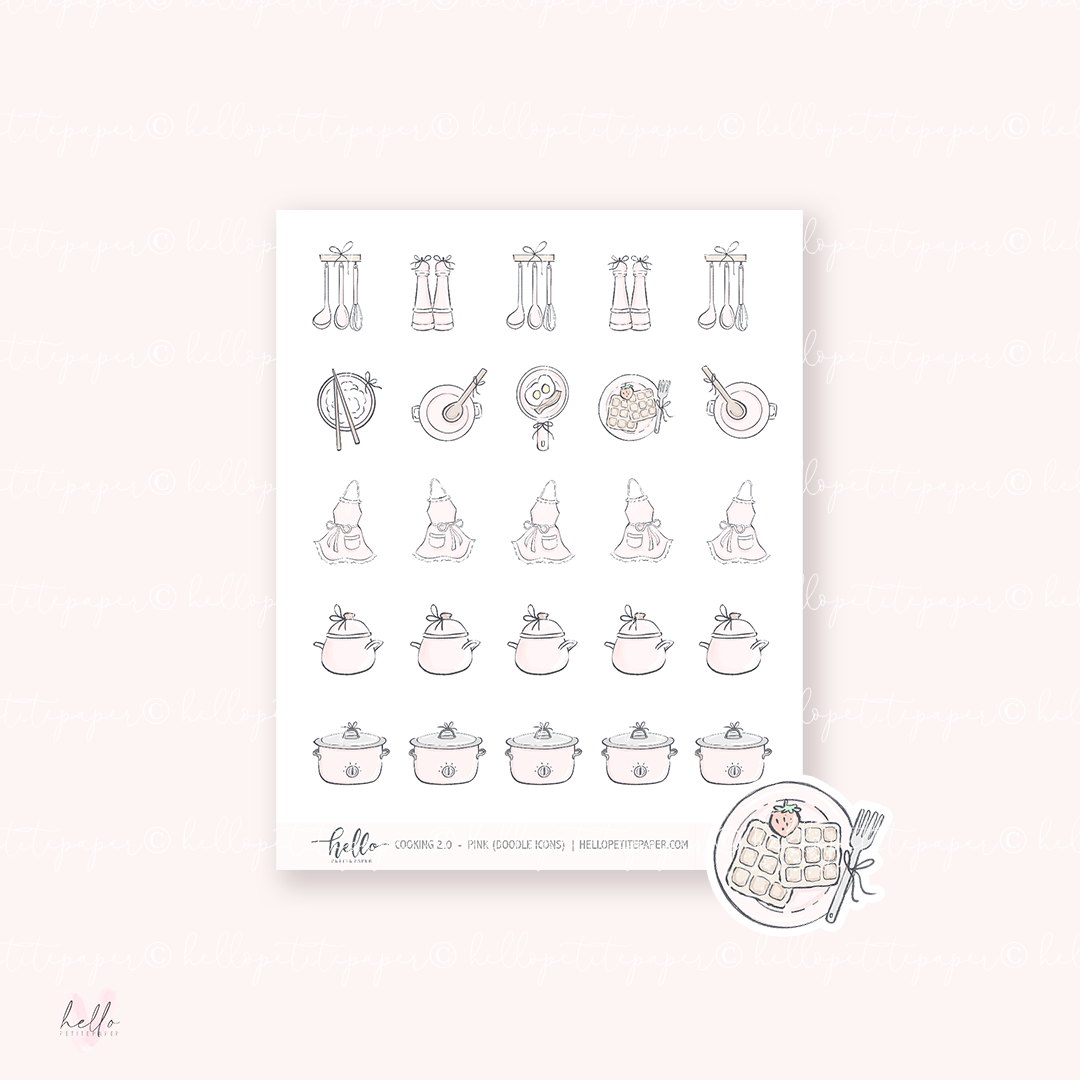 Doodle Icons (COOKING 2.0) | hand-drawn planner stickers