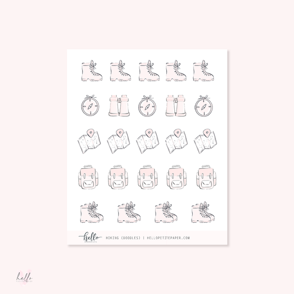 Doodle icons (HIKING) - planner stickers