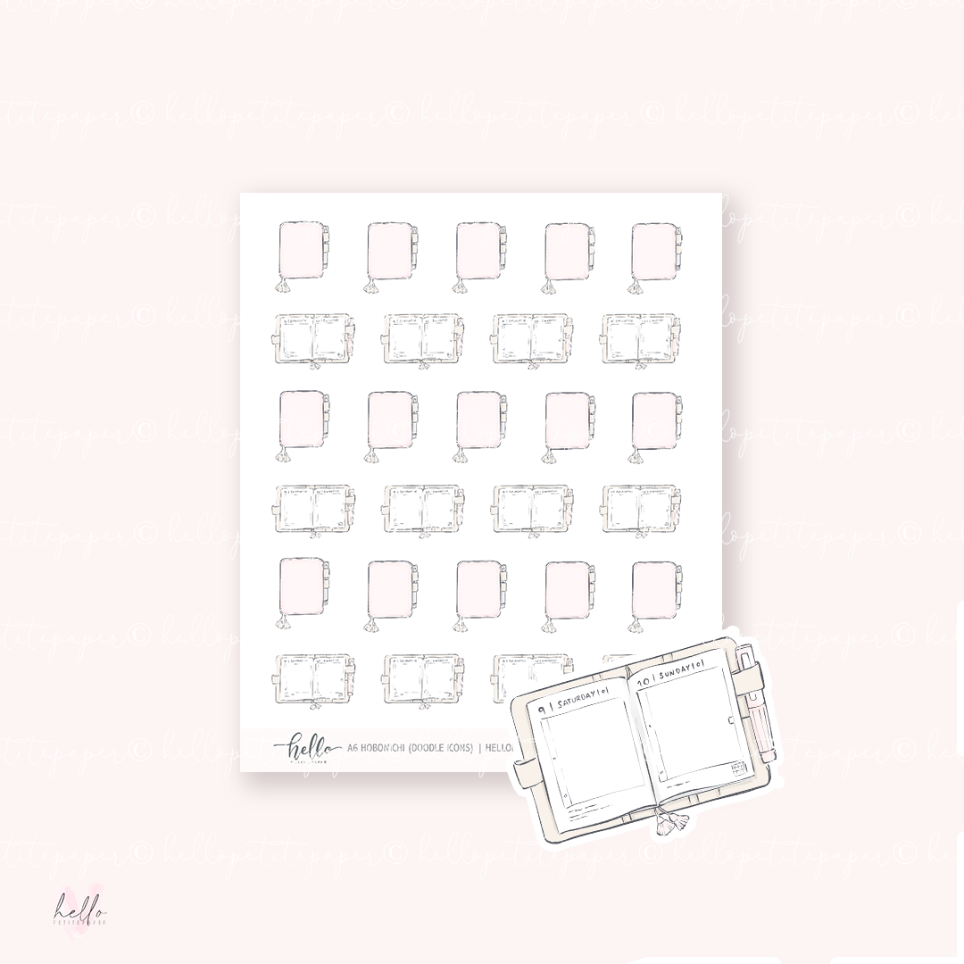 Doodle Icons (A6 HOBO) | hand-drawn planner stickers