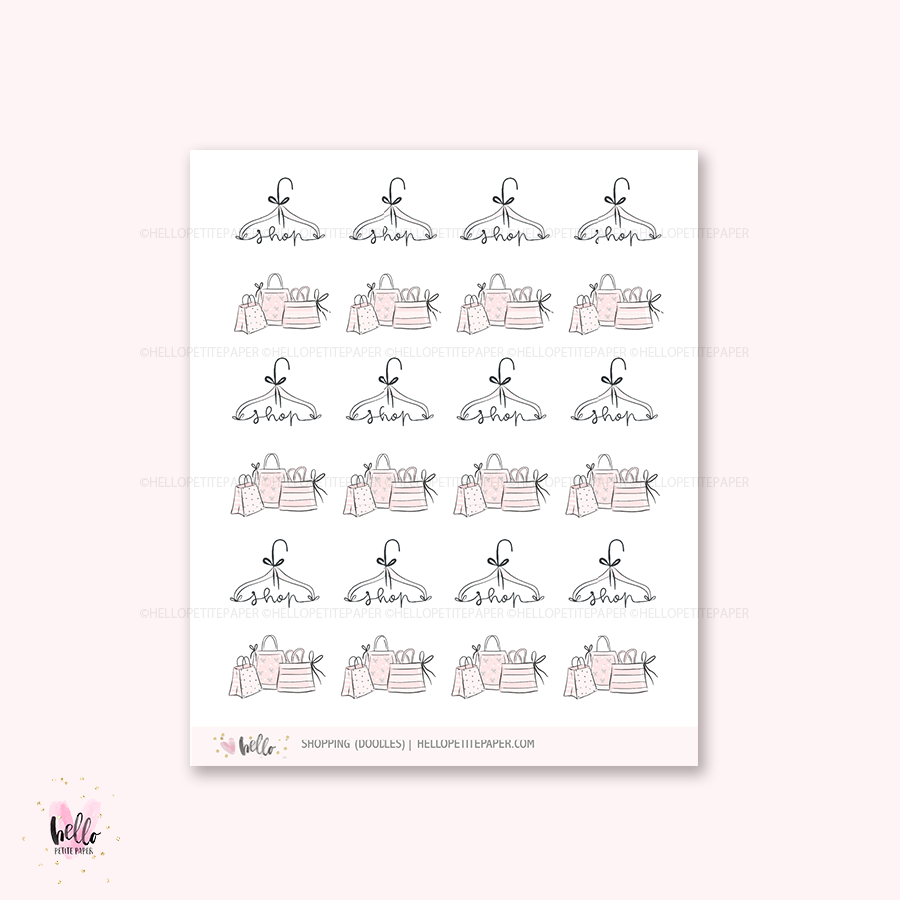 Doodle icons (SHOPPING) - hand-drawn planner stickers