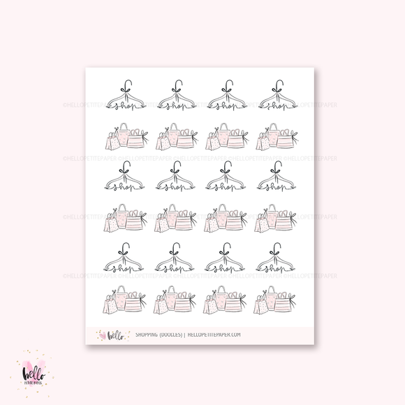 Doodle icons (SHOPPING)  -  hand-drawn planner stickers