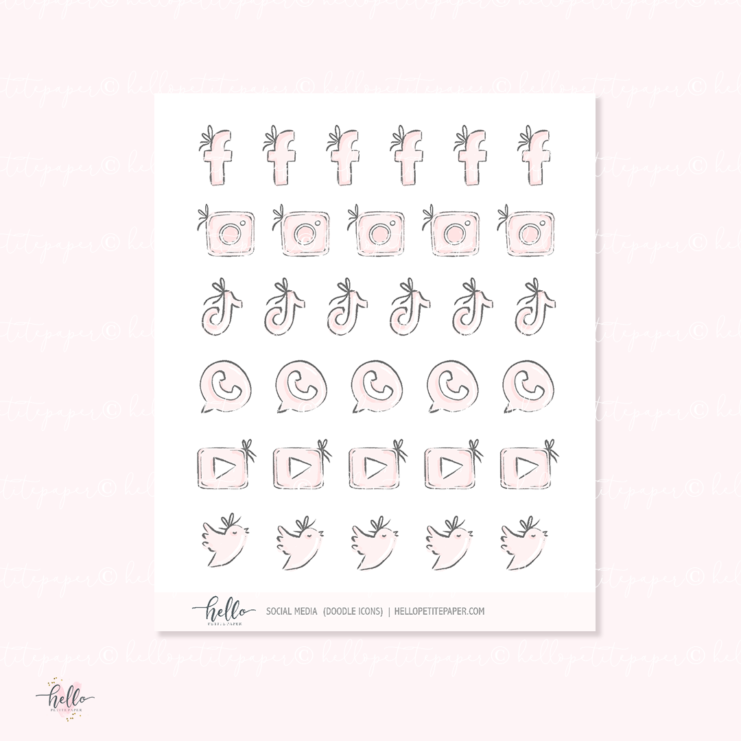 Doodle Icons (SOCIAL MEDIA) | hand-drawn planner stickers