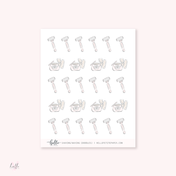 Doodle icons (WAX/SHAVE) - planner stickers